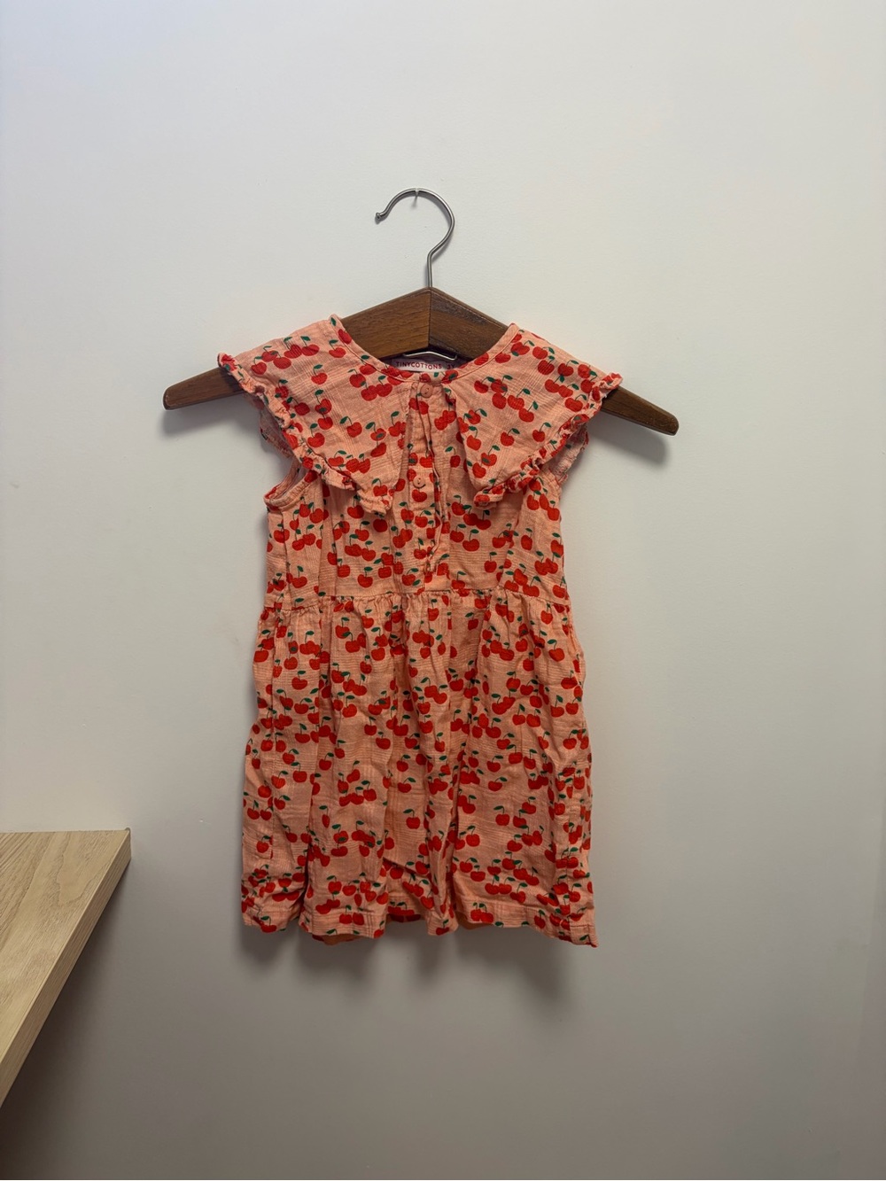 Sleeveless Cherry-Print Cotton Dress for Girls - Pink
